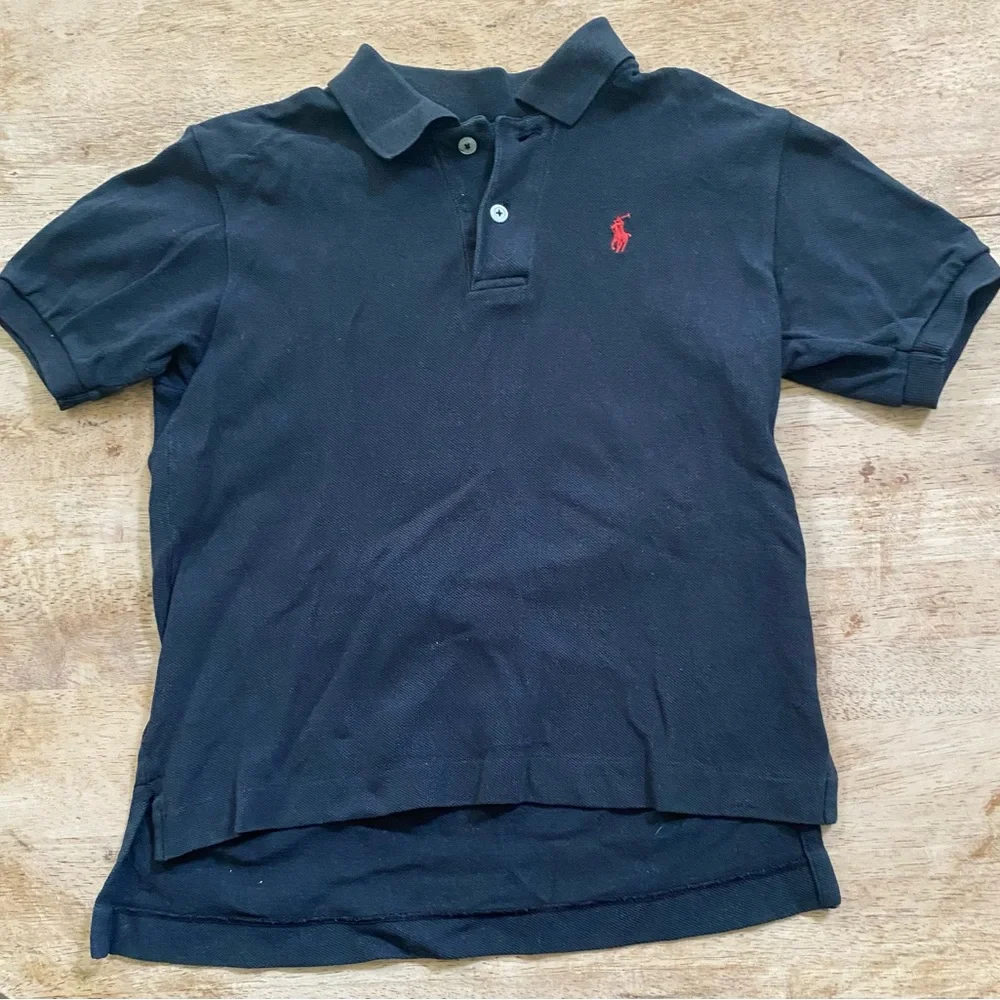 Vintage Polo Ralph Lauren Boy’s Sz 7 Iconic Black Mesh Knit‎ Polo Shirt